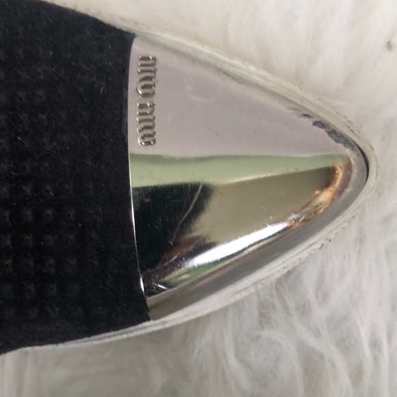 Miu Miu Women's Black Suede Metal Cap Toe Slip On Sneakers Size 35.5 w/ COA - Picture 4 of 10